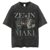 Hip Hop Streetwear Japanese Anime Graphic T Shirt Washed