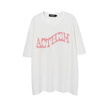 Men's T Shirt Loose Short-Sleeved T-shirt Men's Trendy Retro Printed Hip Hop