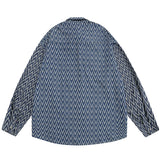 Men Long Sleeved T Shirt Cartoon Letter Embroidered Neckline Long Sleeve Shirt Trendy Loose Striped Shirt