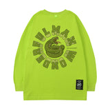 Men Long Sleeve Shirt Cartoon Pattern Printed Long Sleeve T-shirt Men and Women Couple Hip Hop