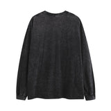 Men Long Sleeve Shirt Printed National Fashion Casual Washed and Worn Long Sleeve T-shirt Men and Women Loose