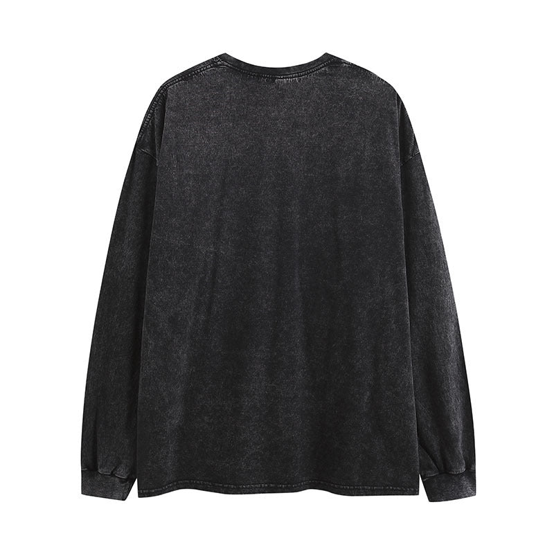 Men Long Sleeve Shirt Avintage Printed Casual Long Sleeve T-shirt Men and Women Couple Loose Top
