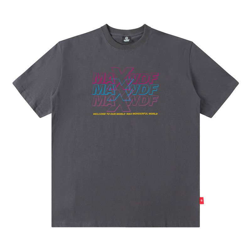Men T Shirt Letter Print Summer Short-Sleeved T-shirt Men's Loose