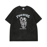 Men T Shirt Vintage Vibe Printed Distressed Couple Short Sleeve T-shirt Men and Women