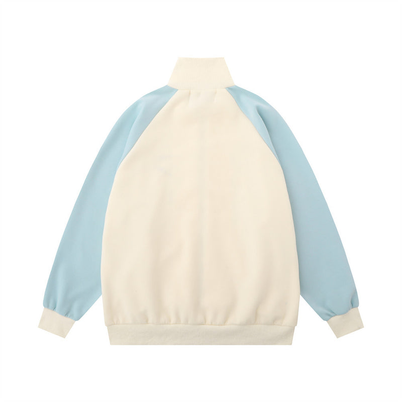 Men Hoodie Five-Pointed Star Embroidered Stand Collar Cardigan Sweater