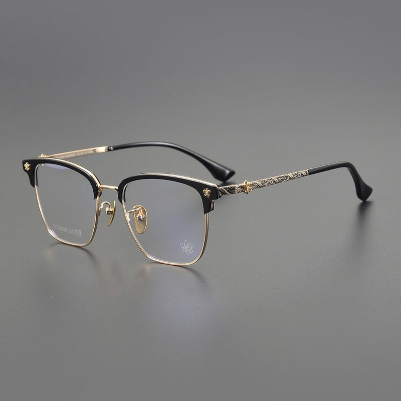 CHH Chrome Hearts Glasses Dragon Totem Half Frame Anti-Blue Pure Titanium Retro Myopia Glasses Frame