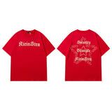 Men T Shirt Retro Alphabet Hip Hop Short Sleeve T-shirt Men and Women