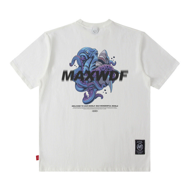 Men T Shirt Printed Half Sleeve Bottoming Summer Casual Short Sleeve T-shirt Men and Women
