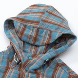 Men Long Sleeved T Shirt Hooded Plaid Shirt Men Spring Autumn Outdoor Sports and Casual Loose Long Sleeve