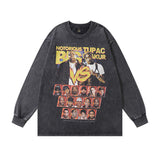 Men Long Sleeve Shirt Printed Loose Long Sleeves T-shirt Men and Women Vintage