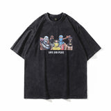 Men T Shirt Washed Distressed Printed Short-Sleeved T-shirt Baby Boy and Girl Summer Loose