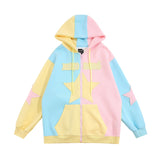 Men Hoodie Sweater Coat Men's Clothing Autumn Star Affixed Cloth Embroidered Long Sleeve Loose