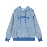 Men Hoodie Washed Old Hooded Sweater Men's Loose Casual