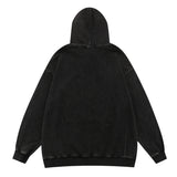 Men Hoodie Worn Looking Washed-out Letter Hooded Sweater Loose Spring and Autumn