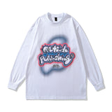 Men Long Sleeve Shirt Spring and Autumn Hip Hop Retro Cartoon Printed Couple Long Sleeve T-shirt
