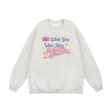 Men Hoodie Autumn and Winter round Neck Sweater Bear Printed Casual Long Sleeve Pullover Loose