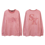 Men Long Sleeve Shirt Embroidered Long Sleeve T-shirt Retro Loose Base Hoodie Men and Women