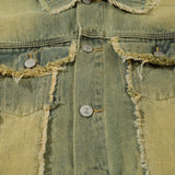 Men Denim Jacket Washed Distressed Denim Jacket Men's Spring and Autumn Casual Jacket Coat