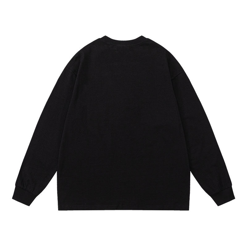 Men Long Sleeve Shirt Graffiti Long Sleeve T-shirt Retro Loose Long Sleeve Men and Women