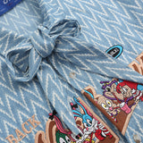 Men Long Sleeved T Shirt Cartoon Letter Embroidered Neckline Long Sleeve Shirt Trendy Loose Striped Shirt