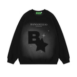 Men Hoodie Star Letters Printed Pullover Sweatshirt
