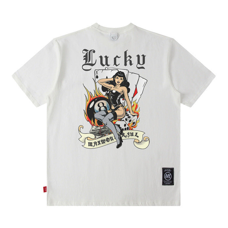 Men T Shirt Retro Street Trendy Loose Leisure All-Matching Couple Short Sleeve T-shirt