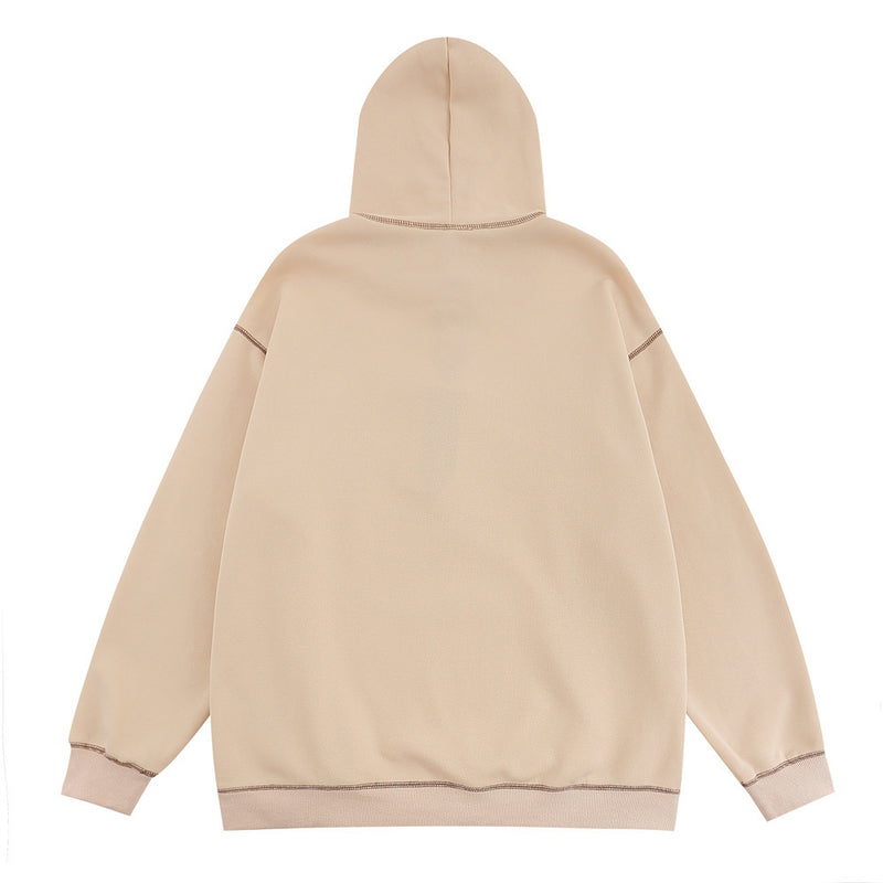 Men Hoodie Five-Pointed Star Patch Embroidered Hoodie
