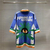 House Of Errors T-Shirt Eye of Truth Blue Five-Color Jacquard Polo Neck Knitted Sweater T-Shirt