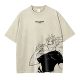 Anime Jujutsu T Shirt Vintage Washed Gojo Saturo T-shirt