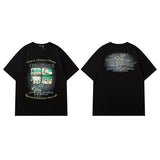 Men T Shirt Retro Hip Hop Printed Short-Sleeved T-shirt Men and Women Casual