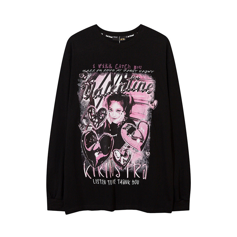 Men Long Sleeve Shirt Loose Long Sleeve T-shirt Men's Ins Sweater
