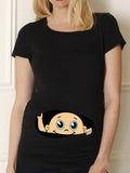 BABY Pregnancy Shirt Maternity Cute Baby Print O-Neck