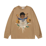 Men Long Sleeve Shirt Letter Graffiti Long Sleeve Bottoming T-shirt Men and Women Hip Hop