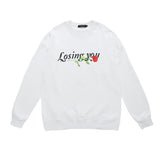 Men Long Sleeve Shirt Loose round Neck Sweater Male Letter Top Autumn