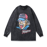 Men Long Sleeve Shirt Printed Washed and Worn T-shirt with Long Sleeves Hoodie Men and Women
