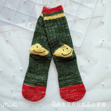 Kapital Sock Heel Smiley Socks Japanese Hiata Hehong Smiley RetroMid-Calf Socks Double Needle Thick Thread