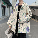 Graffiti Bomber Jacket Jacket Men's Loose