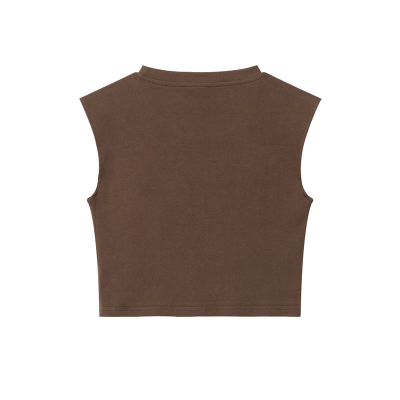 Women Vest Ultra Short Letter Print Vest Women's Hip Hop Summer round Neck Sleeveless