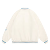 Men Cotton Padded Jacket Coat Winter Loose Letter Embroidery Cotton Casual Long-Sleeved Jacket Baseball Uniform