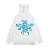 Men Fleece Lined Hoodie Letter Hooded Cardigan Sweater Men's Autumn and Winter Baggy Coat