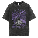 Graphic Vintage Acid Wash Cotton Tee for Men Women