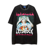 Men T Shirt Retro Portrait Printing Short-Sleeved T-shirt Men and Women Casual Couple