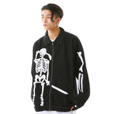 Men Denim Jacket Embroidered Denim Jacket Men's Loose Jacket Coat