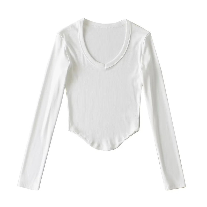 Women T-Shirt Female Spring and Autumn Solid Color Short-Sleeved T-shirt