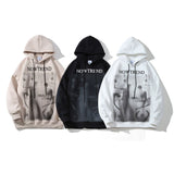 Men Fleece Lined Hoodie Figure Printed Hoodie Men's Casual Ins Loose Pullover Top