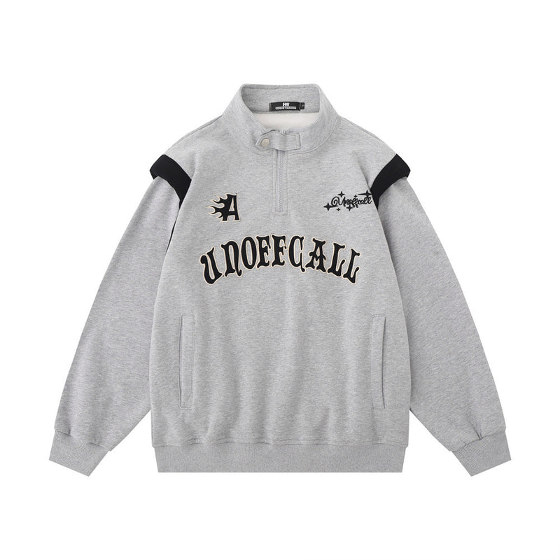 Men Hoodie Loose Sweater Men's Autumn and Winter Letter Embroidery Daily Leisure