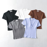 Women T-shirt Summer Base Top T-shirt with Short Sleeves