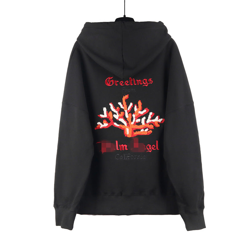 Palm Angle Hoodie Palm Angels Coral Letter Embroidered Hooded Couple