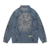 Men Denim Jacket Spring and Autumn Denim Jacket Men's Printed Washed and Worn Denim Jacket