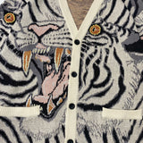 Kapital Sweater Vintage Jacquard Tiger Totem Knitted V-neck Japanese Sweaters Cardigan Jacket